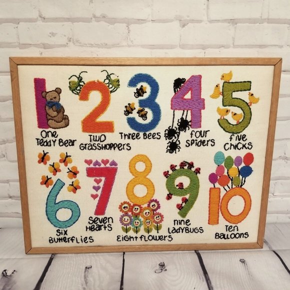 Sunset Stitchery Other - Vtg Sunset Stitchery My Number Sampler Kit 1980s New Large 16x20 Wool Completed